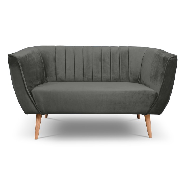 Sofa dwuosobowa z przeszyciami w stylu skandynawskim PIK 2 / MON92 ciemny szary