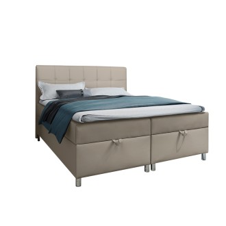 Podwójne łóżko kontynentalne z pojemnikiem na pościel do sypialni - 120x200 z opcją wyboru rozmiaru MALABO beżowe 22