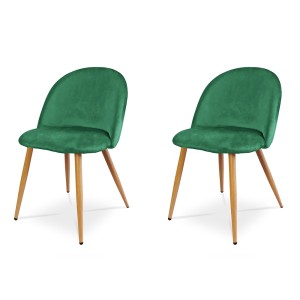 Zestaw 2 krzeseł tapicerowanych SOLO - zieleń butelkowa / noga dąb