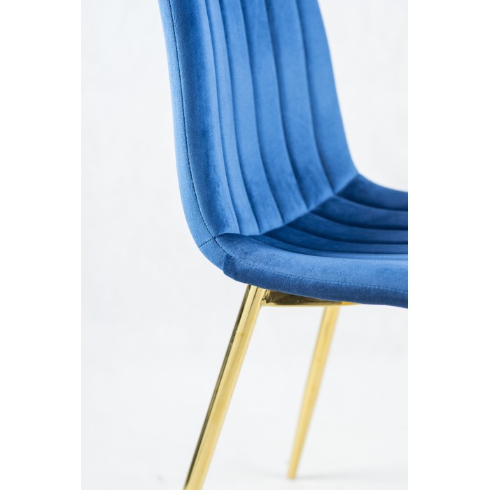 Praktyczne Krzesło tapicerowane TUX granatowy / złota noga
