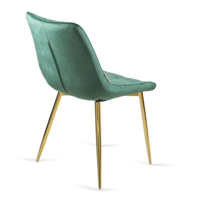 Zestaw 4 krzeseł BELLA krzesło Zielone ze złotymi nogami