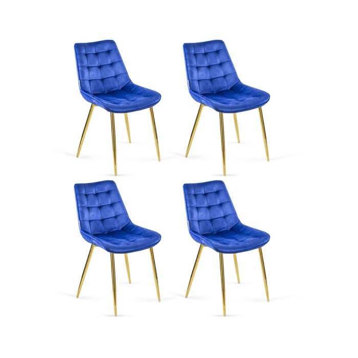 Zestaw 4 krzeseł BELLA krzesło Granatowe ze złotymi nogami