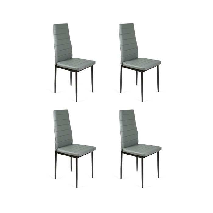 Zestaw 4 Krzeseł tapicerowanych FADO szare + noga czarna