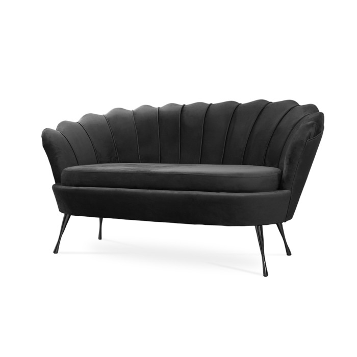 Sofa tapicerowana Muszelka w stylu glamour / czarna