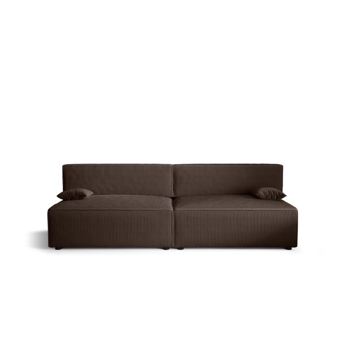 Duża sofa z funkcją spania sztruksowa CORDU 262 cm Czekoladowa