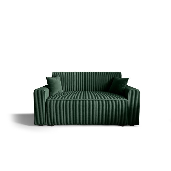 Sofa z funkcją spania z boczkami sztruksowa CORDU BIS Zielona
