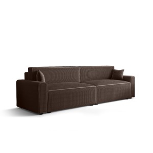 Duża sofa z funkcją spania z boczkami sztruksowa CORDU 2 BIS 292 cm Czekoladowa 1/9