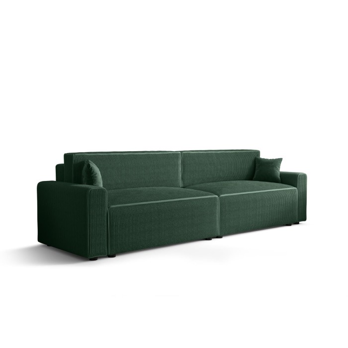 Duża sofa z funkcją spania z boczkami sztruksowa CORDU 2 BIS 292 cm Zielona