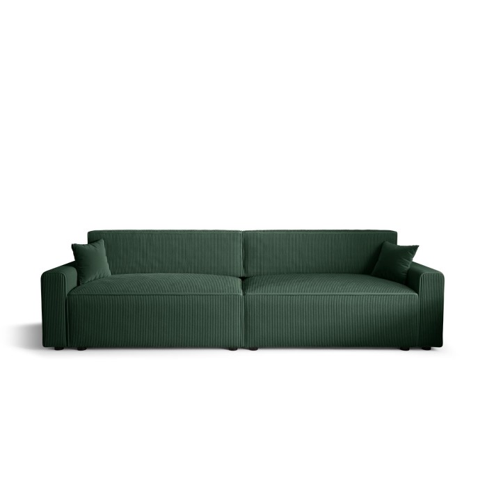 Duża sofa z funkcją spania z boczkami sztruksowa CORDU 2 BIS 292 cm Zielona