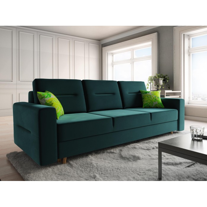 Sofa z funkcją spania do salonu REGEN Zielona