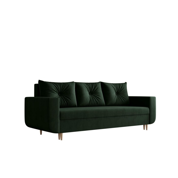 Sofa z funkcją spania drewniane nogi FINEL Zielona