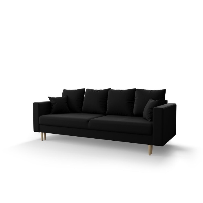 Sofa z funkcją spania drewniane nogi TRISTAN Czarna