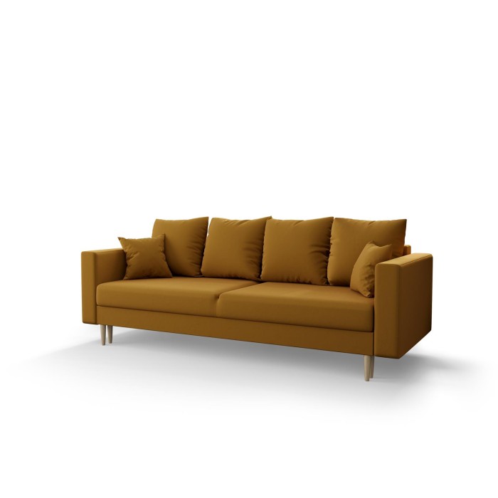 Sofa z funkcją spania drewniane nogi TRISTAN Miodowa