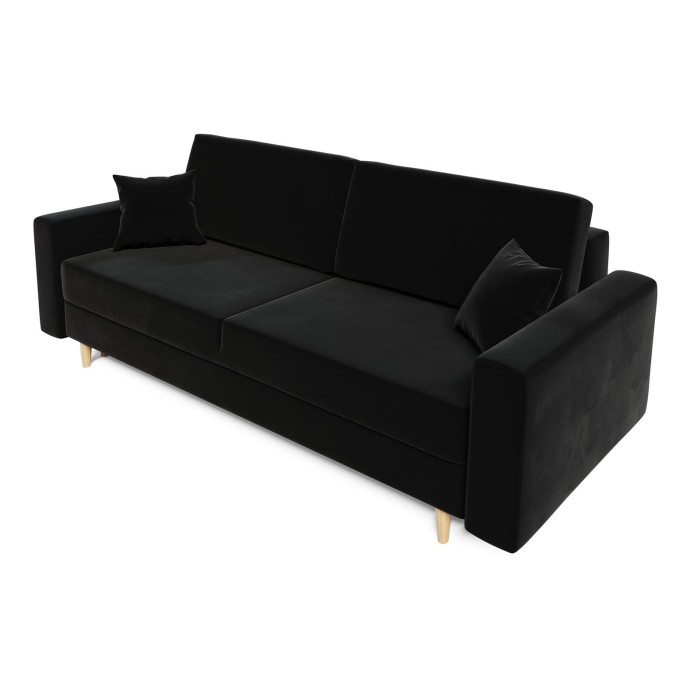 Sofa z funkcją spania drewniane nogi LOBO Czarna