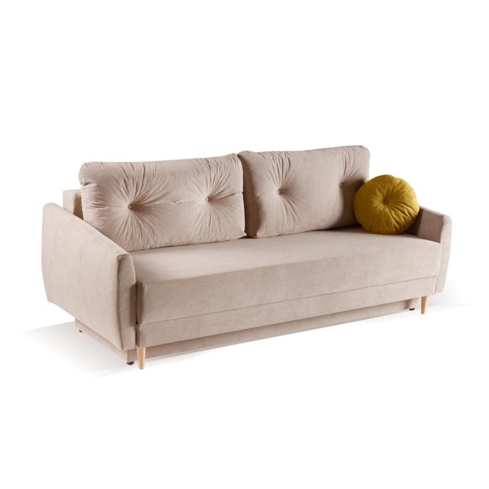 Wygodna sofa z funkcją spania pojemnikiem na pościel ANES Beżowa