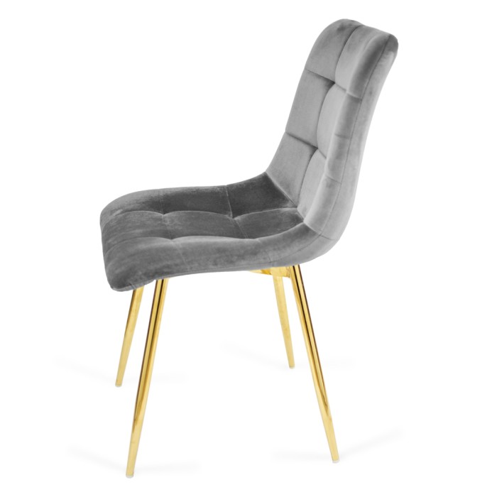 Wygodne krzesło tapicerowane BEN ciemnoszary / złota noga