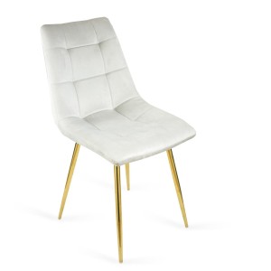 Luksusowe krzesło tapicerowane BEN jasnoszary / złota noga 1/9