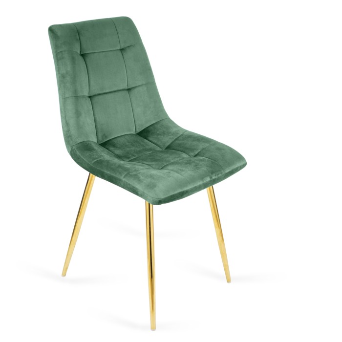 Eleganckie krzesło tapicerowane BEN zielony / złota noga