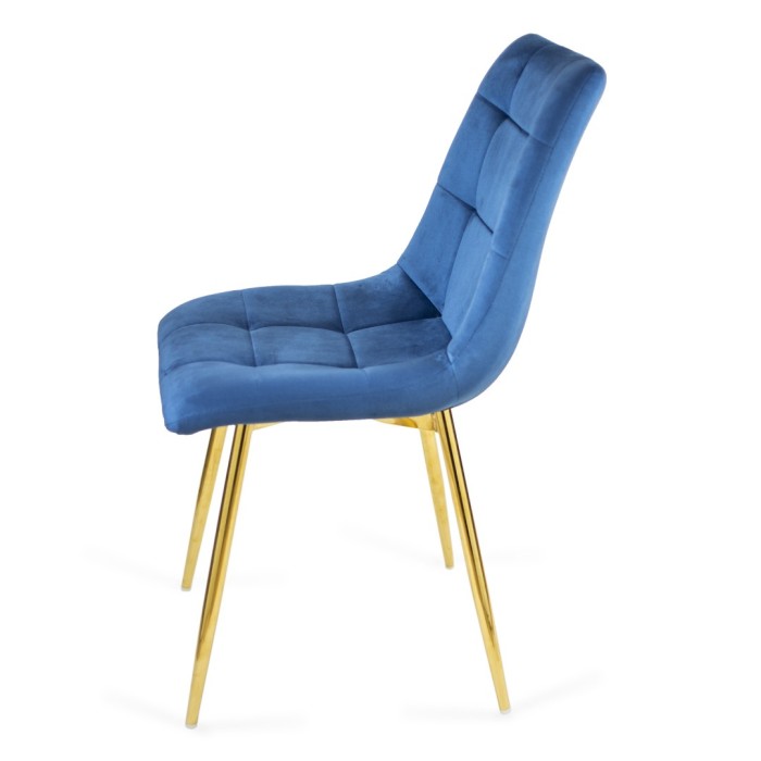 Klasyczne krzesło tapicerowane BEN granatowy / złota noga