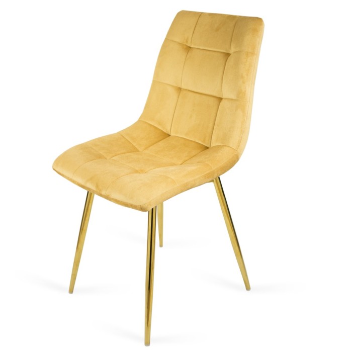 Praktyczne krzesło tapicerowane BEN miodowy / złota noga