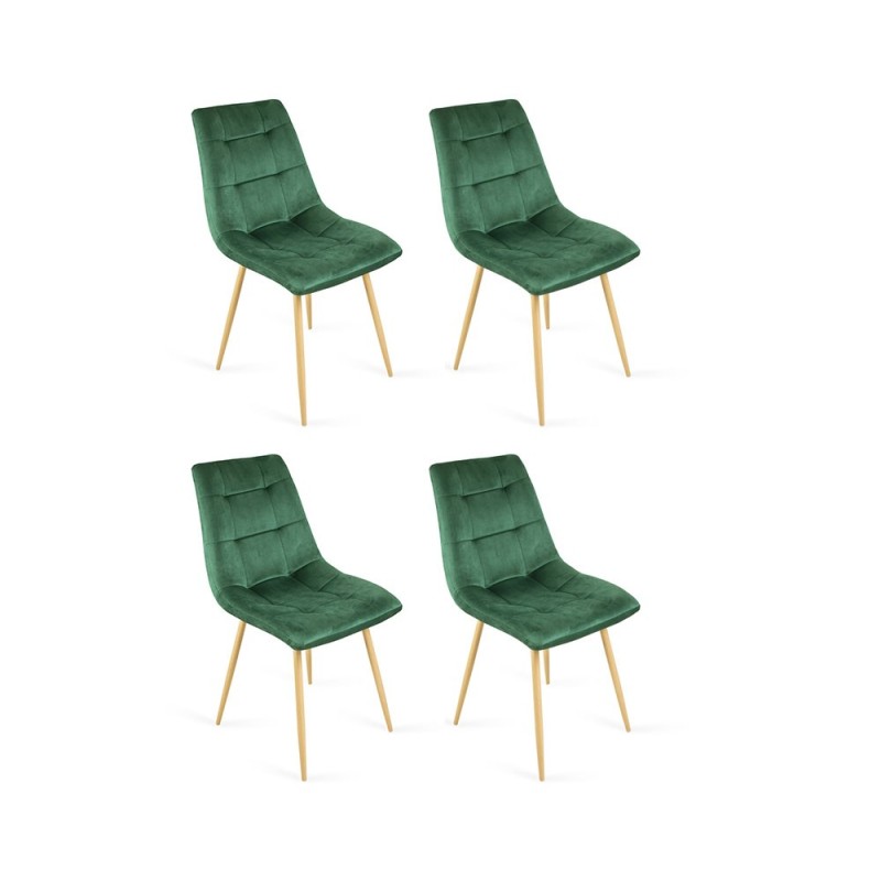 Zestaw 4 krzeseł tapicerowanych Ben do jadalni lub salonu - zielony / noga dąb 1/9