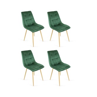 Zestaw 4 krzeseł tapicerowanych Ben do jadalni lub salonu - zielony / noga dąb