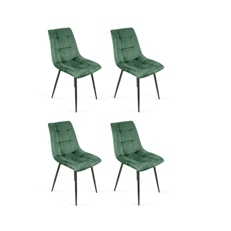 Zestaw 4 krzeseł tapicerowanych BEN do jadalni -  zielony / noga czarna 1/9