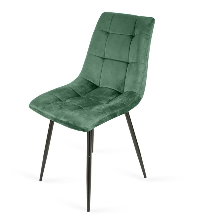 Zestaw 4 krzeseł tapicerowanych BEN do jadalni -  zielony / noga czarna