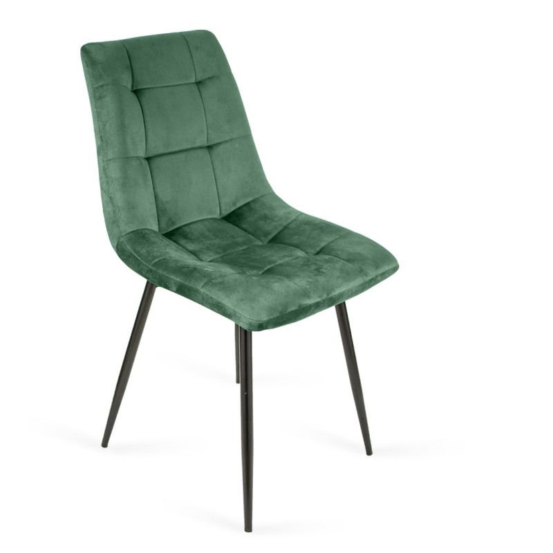 Zestaw 4 krzeseł tapicerowanych BEN do jadalni -  zielony / noga czarna 2/9