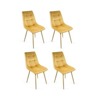 Zestaw 4 krzeseł tapicerowanych BEN do jadalni -  miodowy / noga dąb