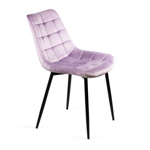 Krzesło tapicerowane z przeszyciami do salonu solidne BELLA na czarnych nogach do jadalni ozdobne glamour 