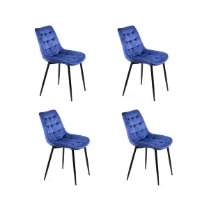 Zestaw krzeseł Krzesło tapicerowane z przeszyciami do salonu solidne BELLA na czarnych nogach do jadalni ozdobne glamour 