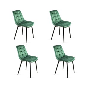 Zestaw krzeseł Krzesło tapicerowane z przeszyciami do salonu solidne BELLA na czarnych nogach do jadalni ozdobne glamour 